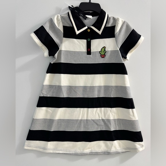 pettcoco Other - Girls NWT Casual Polo Style Striped Collared Dress with Cactus Patch Size 8-10